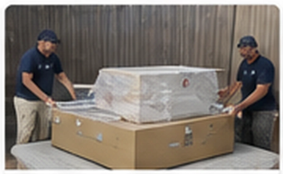 New dental equipment being unpacked and prepared for installation